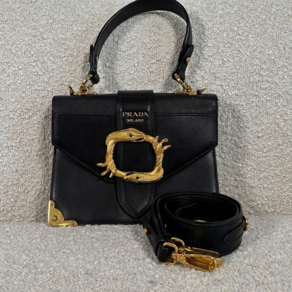 Authentic Pre-Owned Prada Black Leather Animalier Cahier Crossbody Bag - Picture 15 of 16